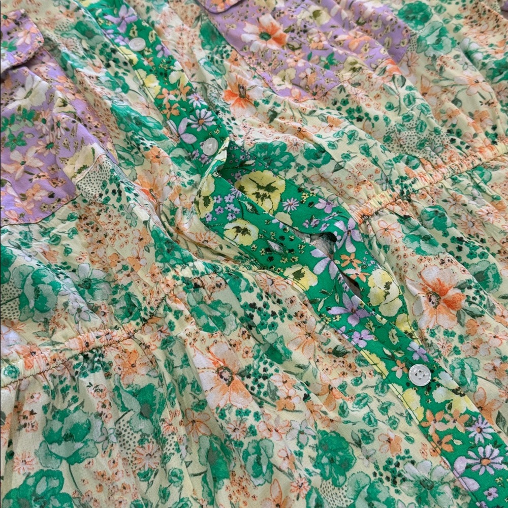 LOFT Floral Godet Pocket Shirtdress Size XL| Cottagecore floral patchwork - Picture 7 of 14